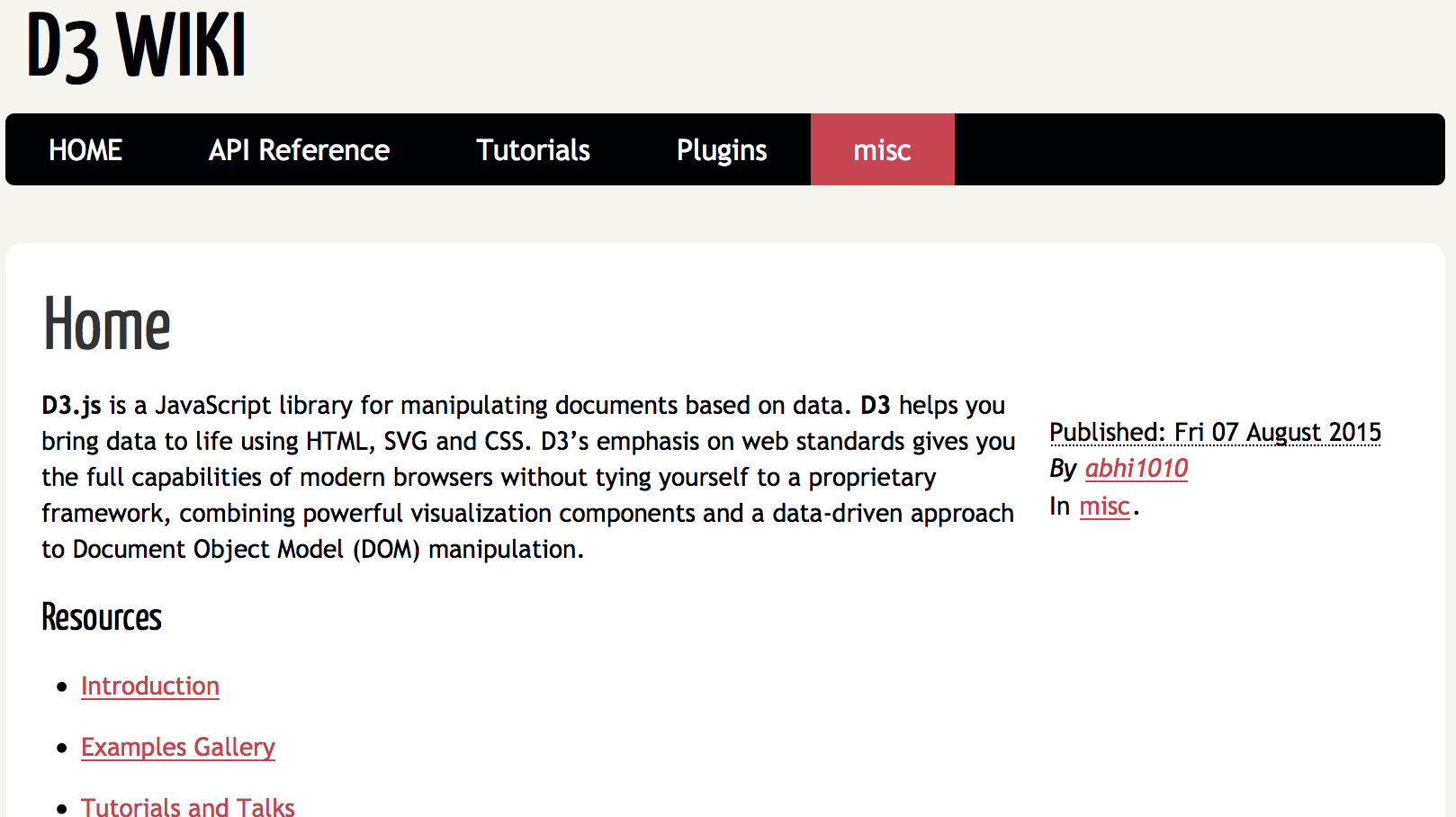 D3 Wiki using pelican